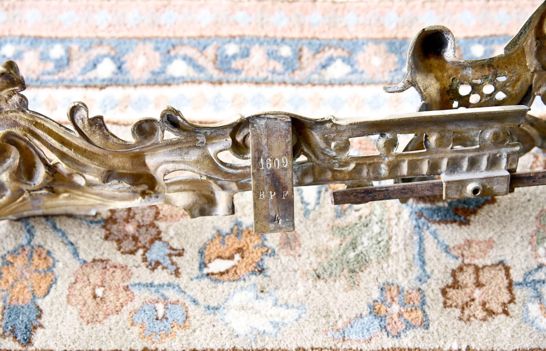 19th Century Louis XVI Style Adjustable Bronze Fireplace Fender 1