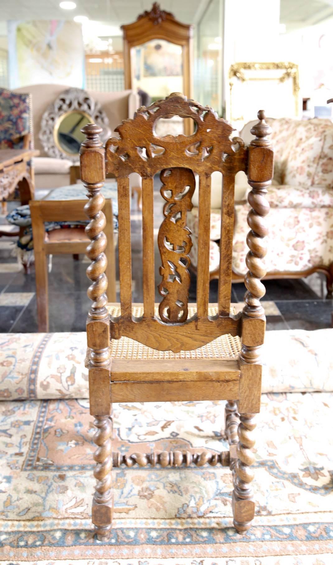 19th Century, French Oak Hand Carved Dining Chairs In Fair Condition For Sale In Sofia, BG