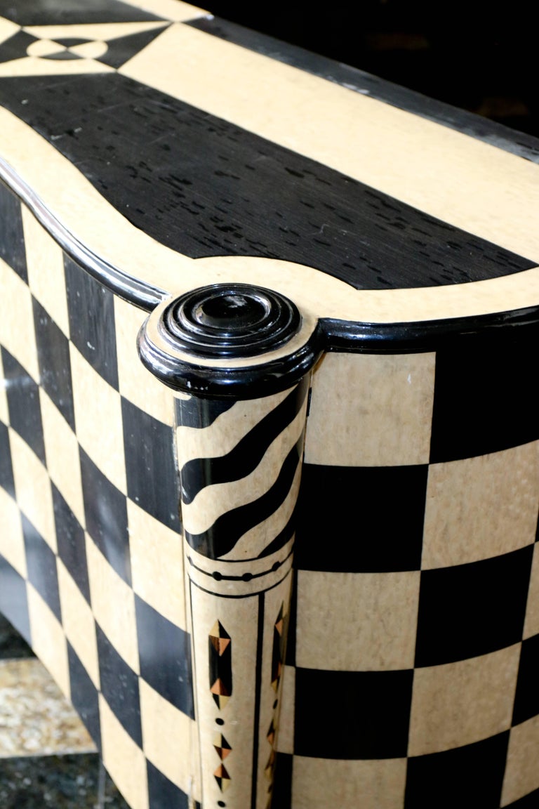 Checkered Italian Pattern 20th Century Rare Italian Cabinet in Checkerboard Pattern Ash Wood and ...