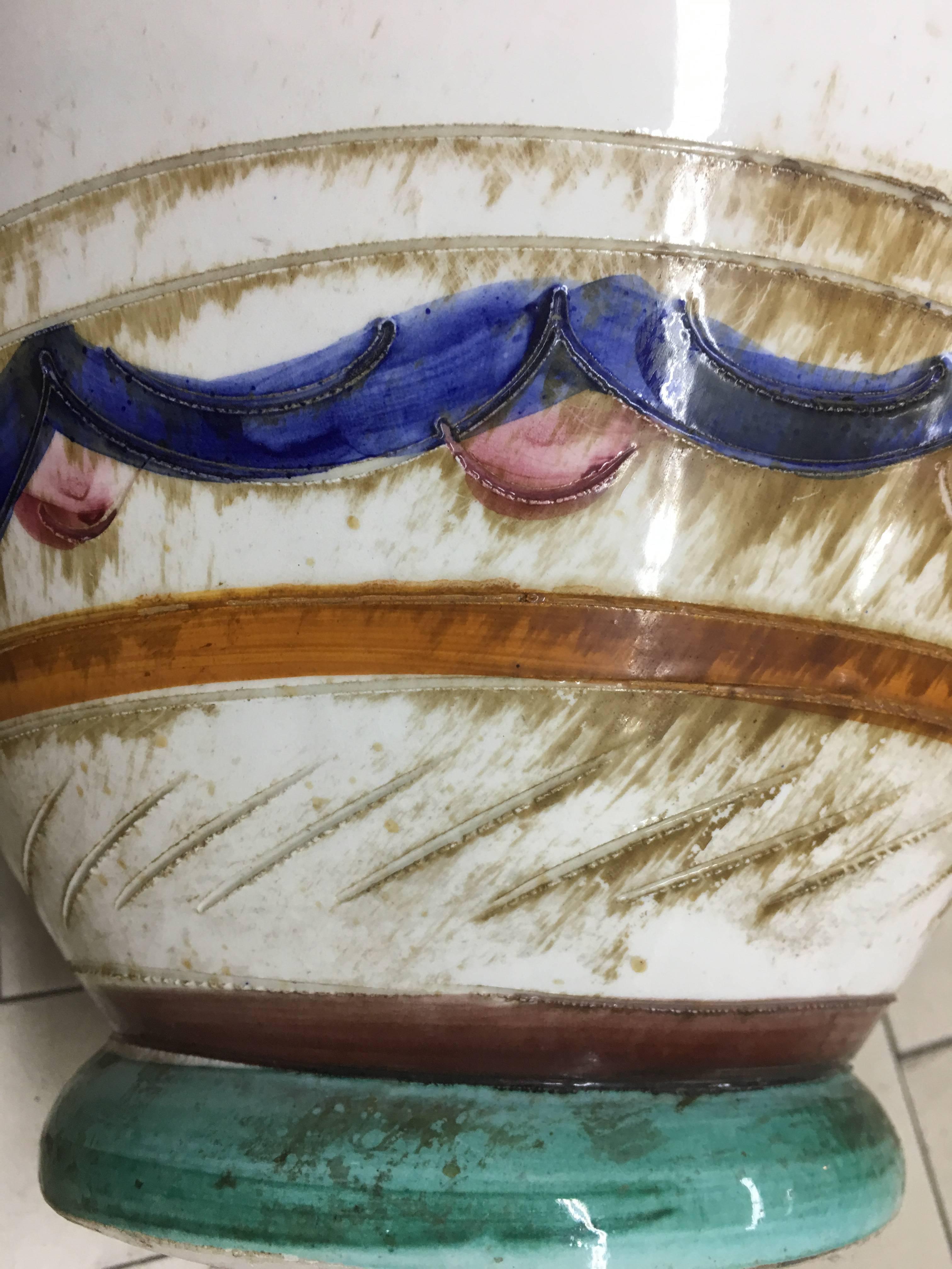 Arts and Crafts Italian Ceramic Amphora / Anfora Portafiori