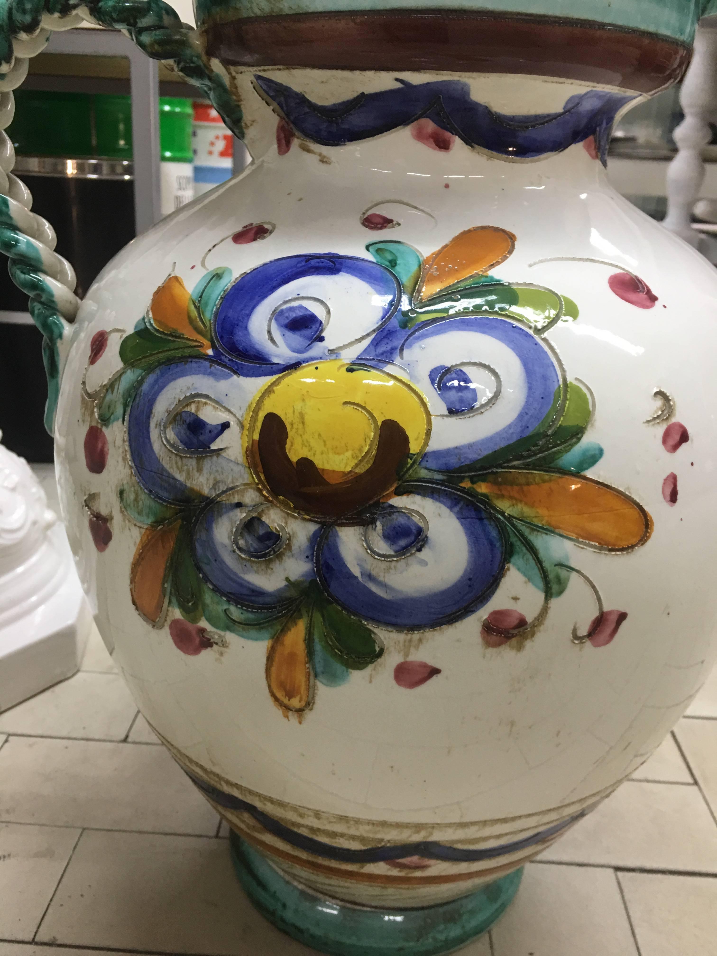 Italian Ceramic Amphora / Anfora Portafiori In Excellent Condition In Sofia, BG