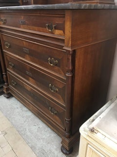 Victorian Walnut Marble Dresser with Mirror