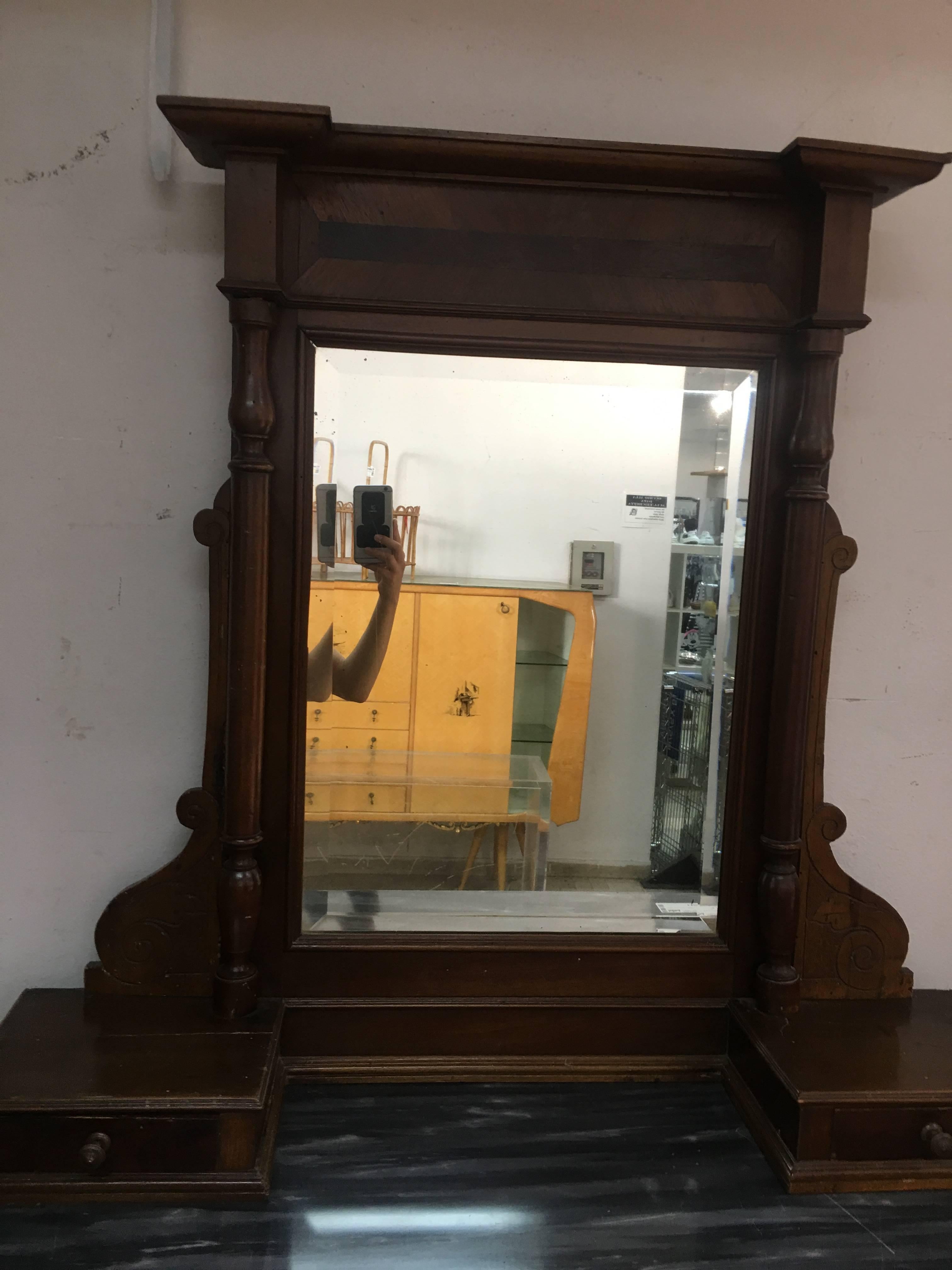 19th Century Victorian Walnut Marble Dresser with Mirror