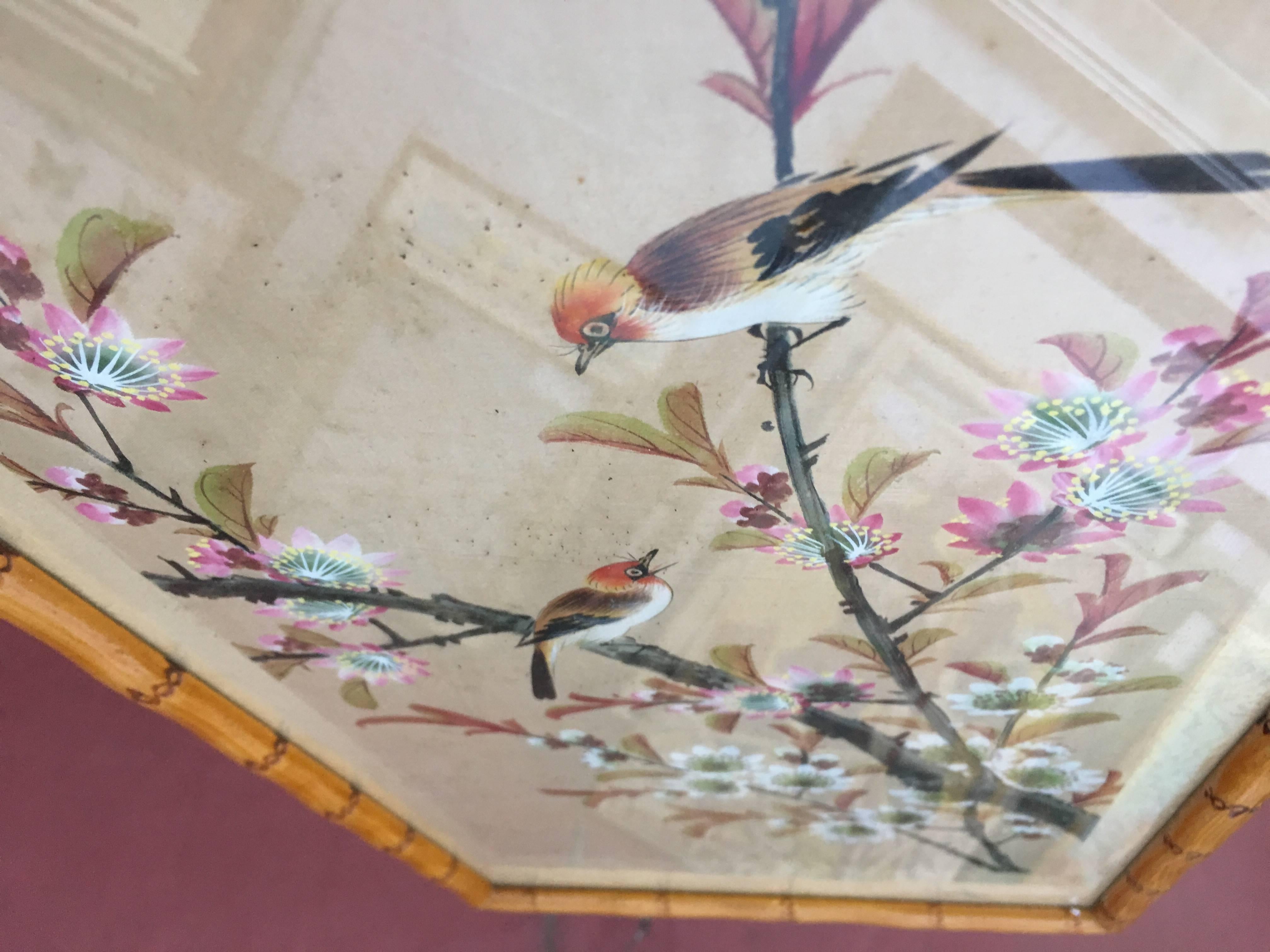 Edo Japanese Hand-Painted Silk Panel Screen