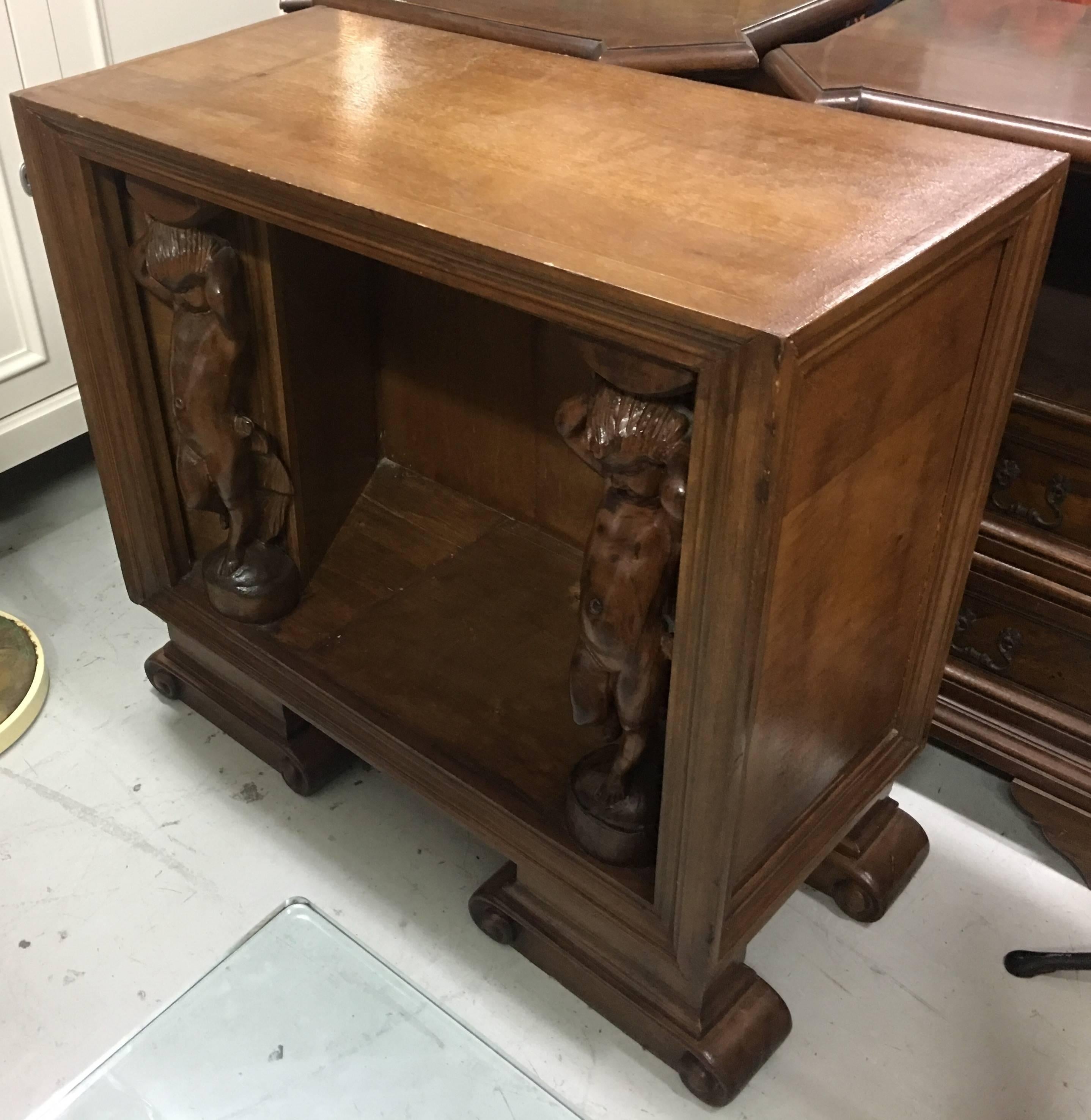 Unique Wood Italian Chest with Carved Cupids 1