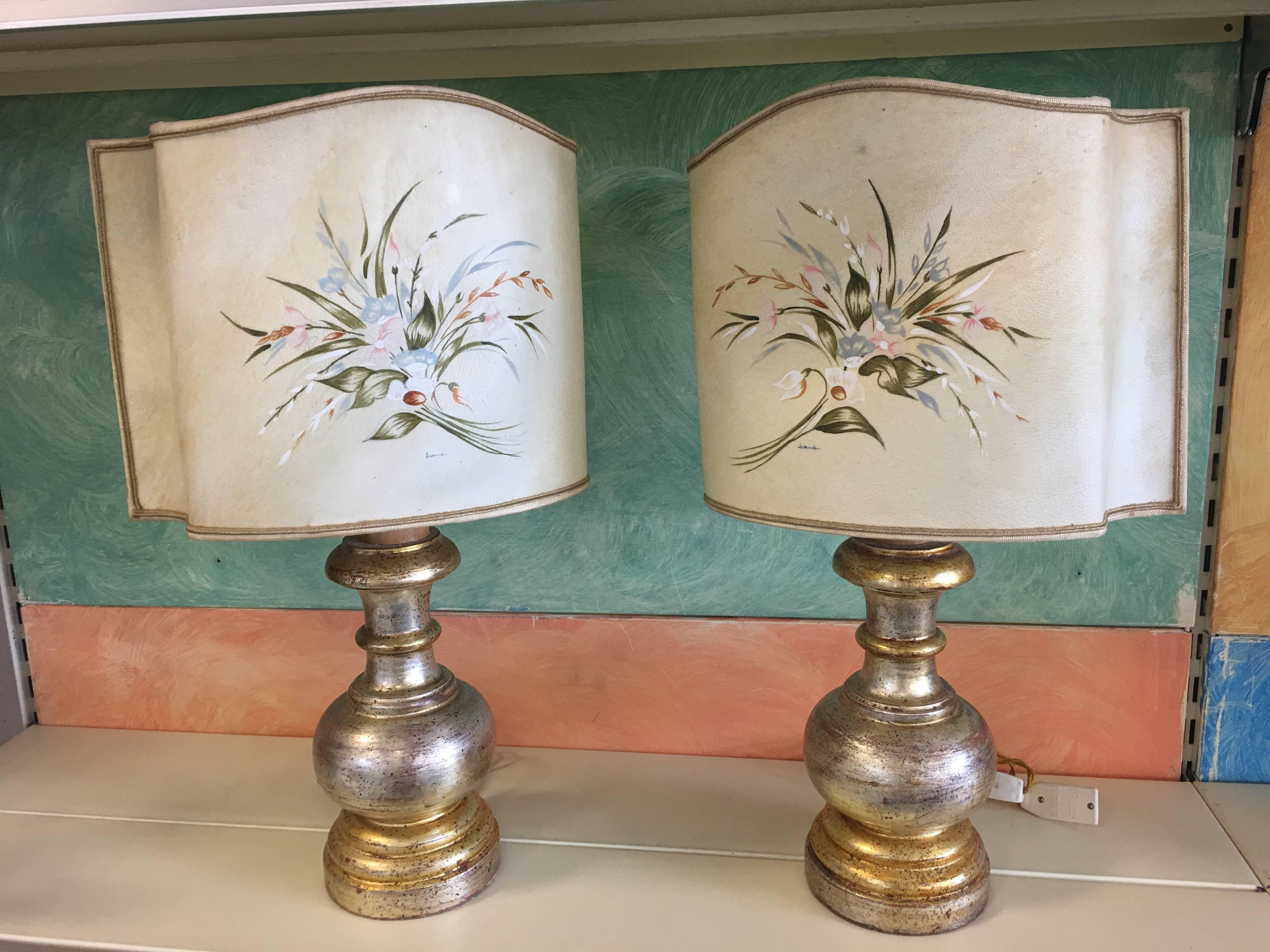 Beautiful Italian table lamps in Renaissance style. The abat-jours are hand-painted but the artist was not recognized.

Complimentary shipping!