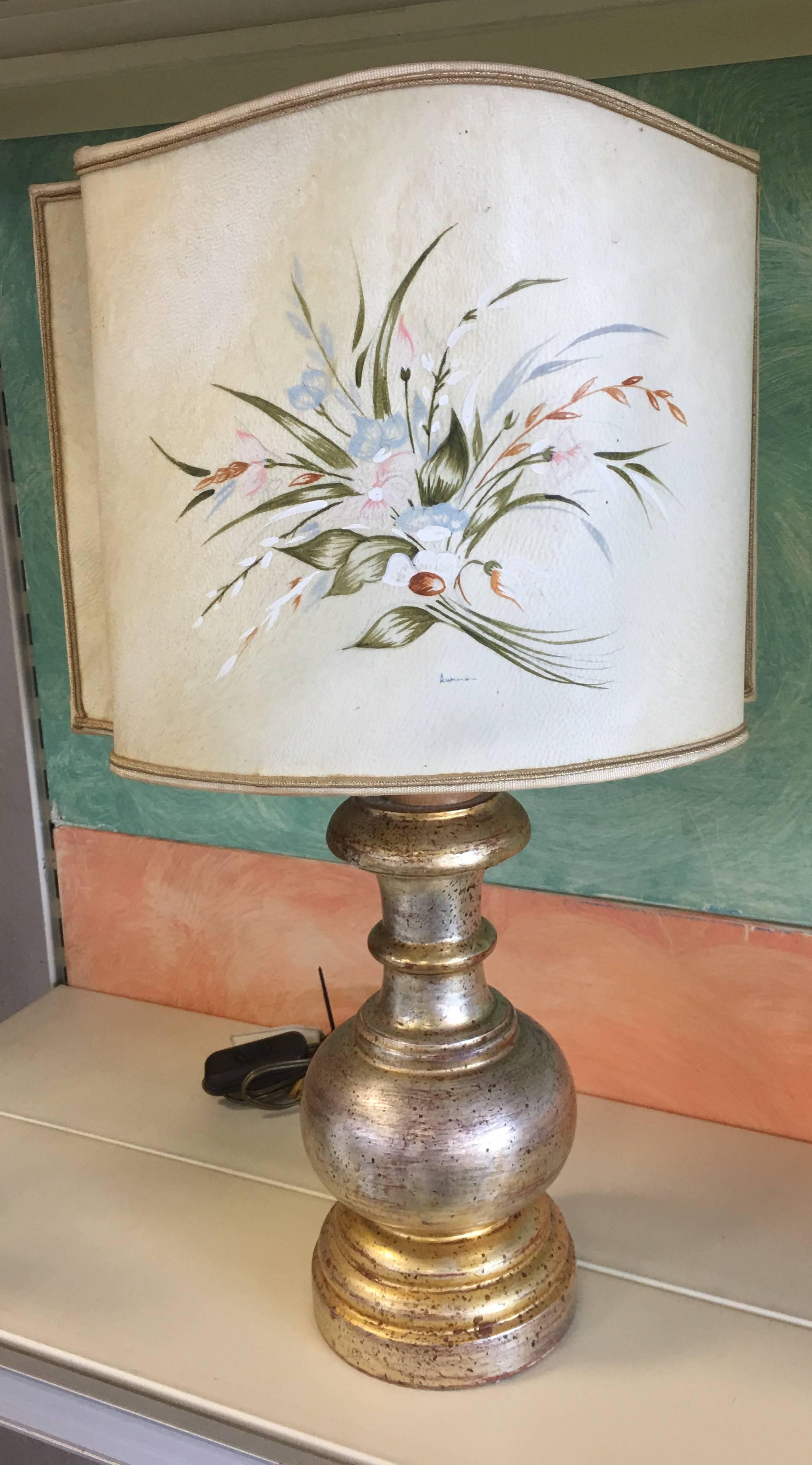 19th Century Pair of Table Lamps Hand-Painted Signed