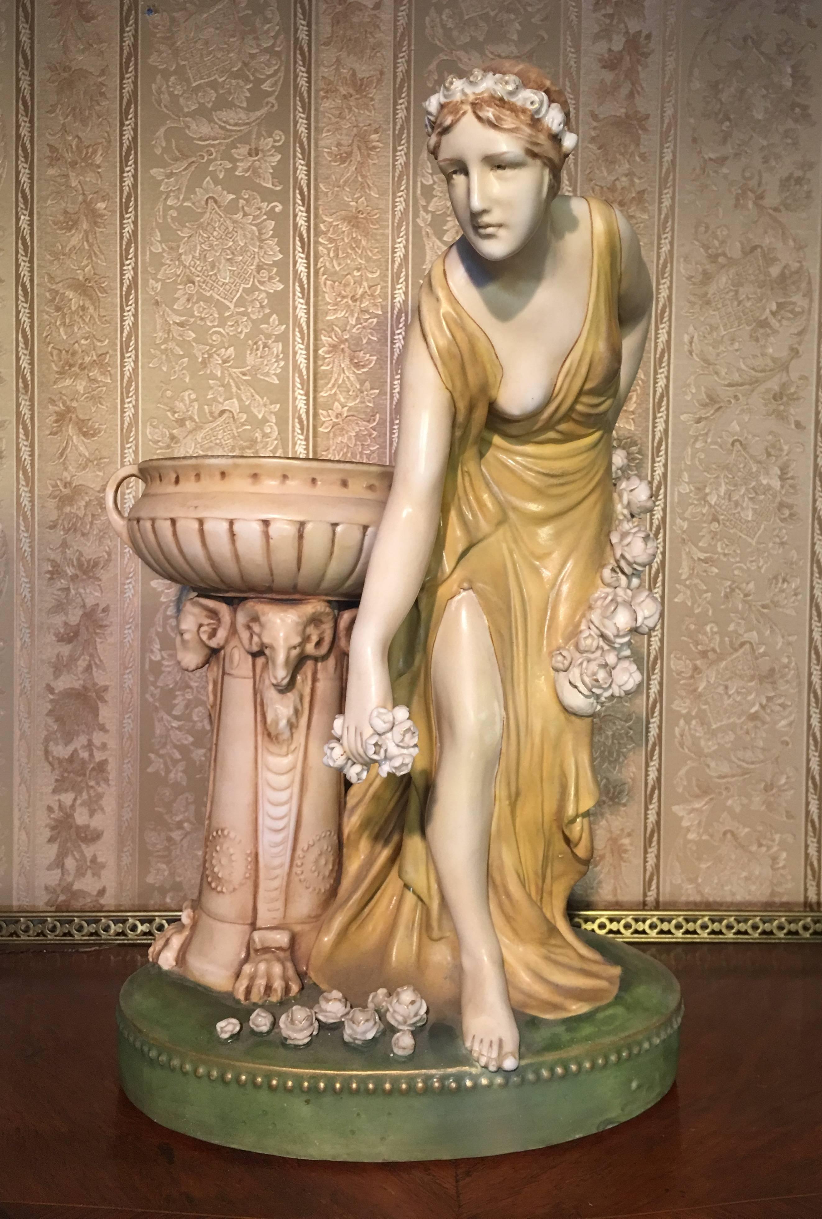 19th Century Imperial Amphora Austria Ceramic Woman Figure