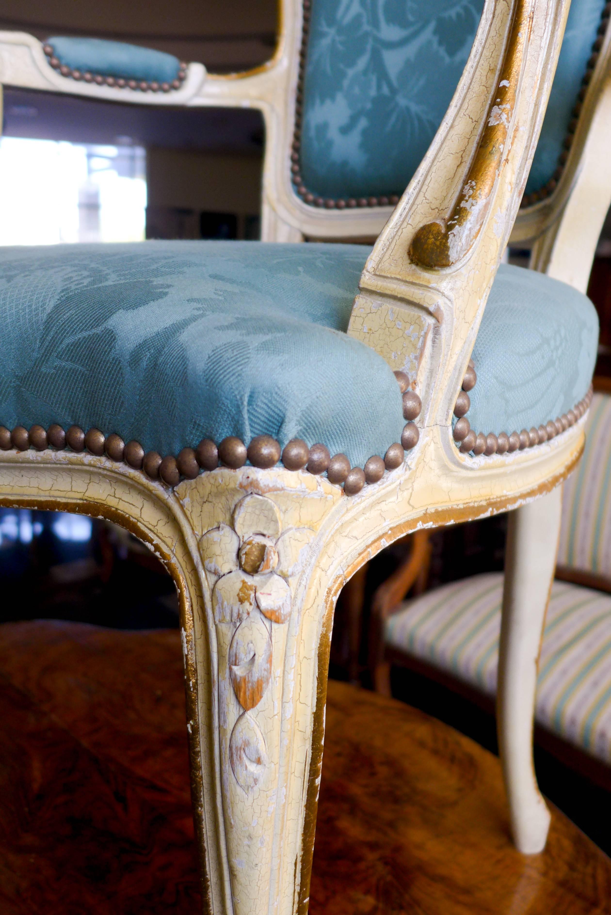 19th Century French Painted Armchair in Louis XV Style In Good Condition In Sofia, BG