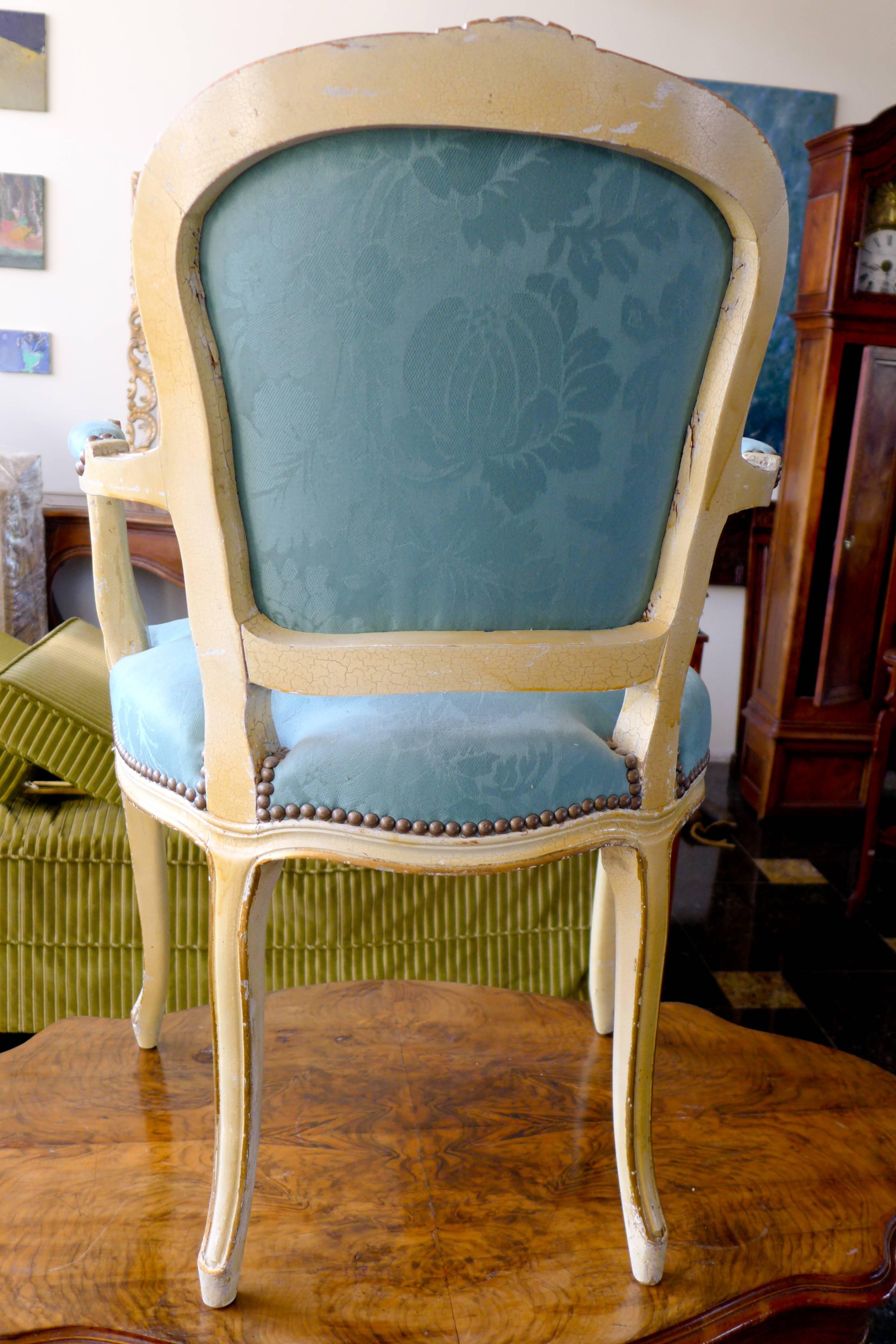 19th Century French Painted Armchair in Louis XV Style 1