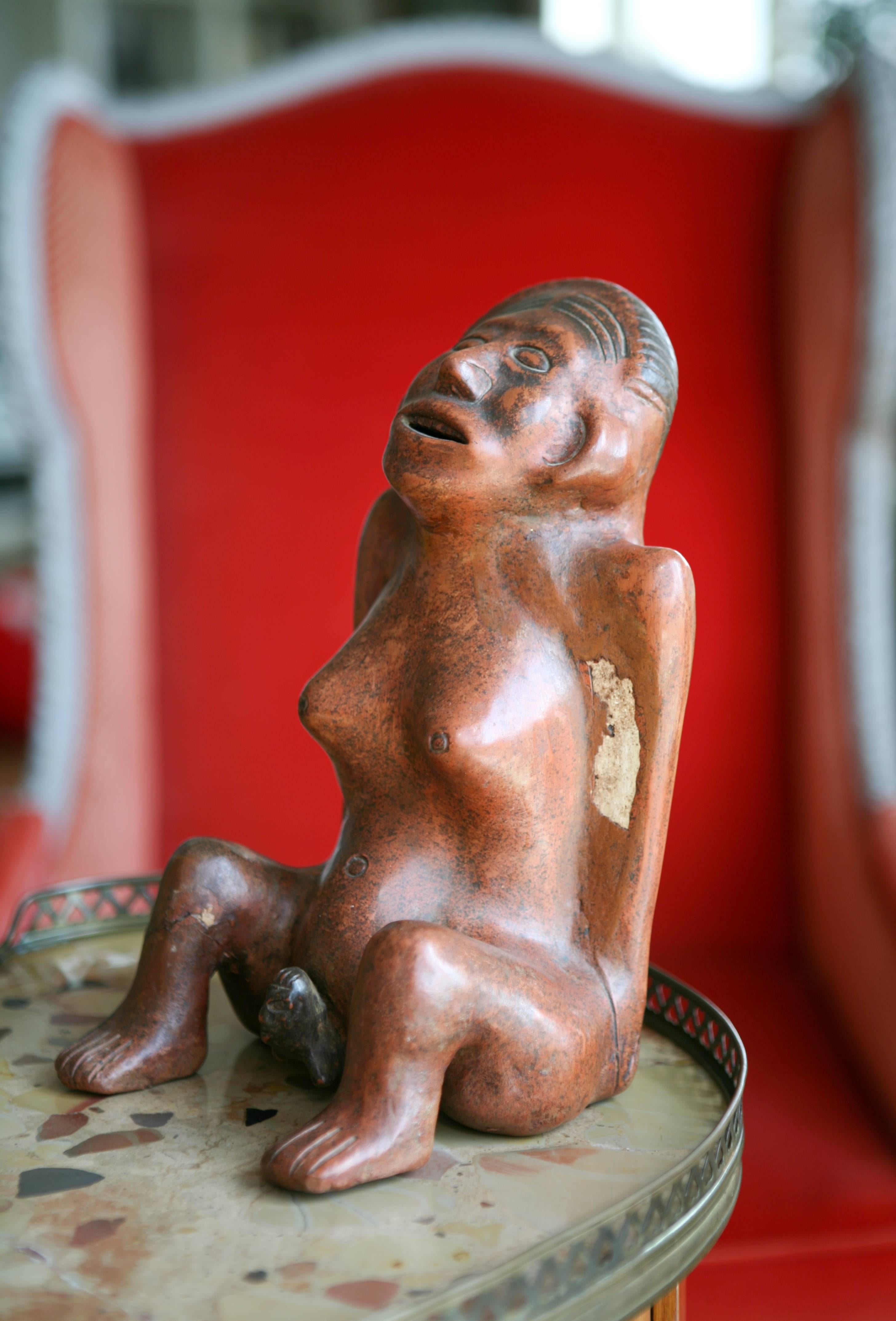 Mexican Pre-Columbian Pottery Figure of a Woman Giving Birth For Sale