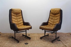 Pair Italian Office/Lounge Leather Armchairs Pirelli