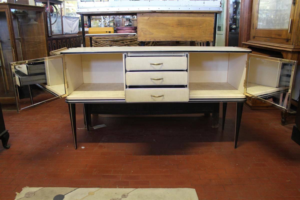 Mid-Century Modern Italian 1950s Leather Sideboard Cabinet