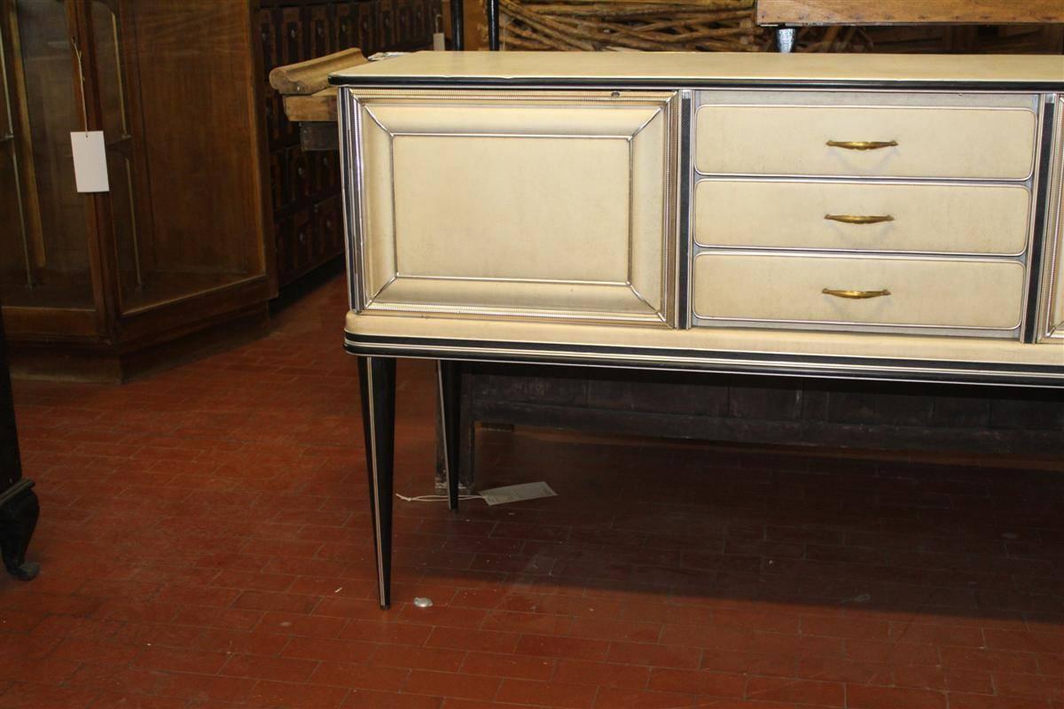 Italian 1950s Leather Sideboard Cabinet In Excellent Condition In Sofia, BG