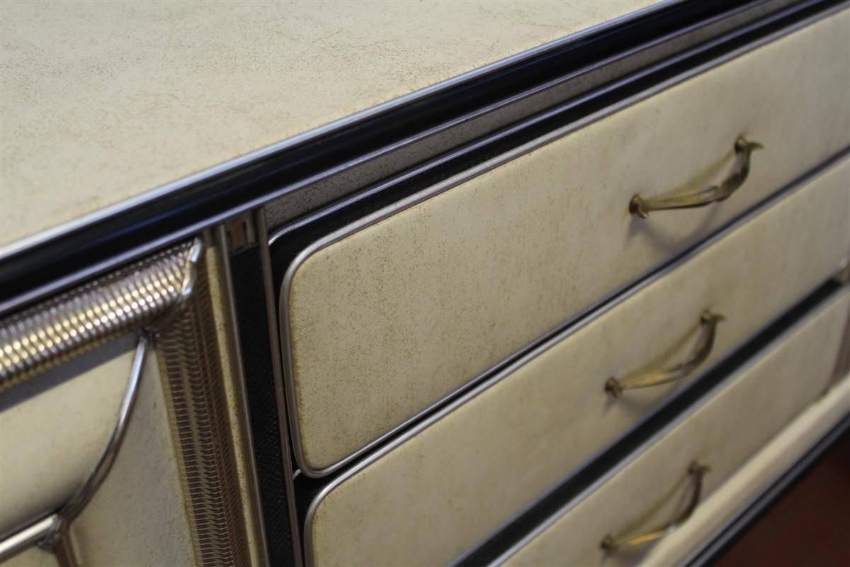 Italian 1950s Leather Sideboard Cabinet 1