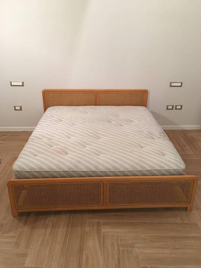 Wooden Cane Double Bed Frame at 1stDibs