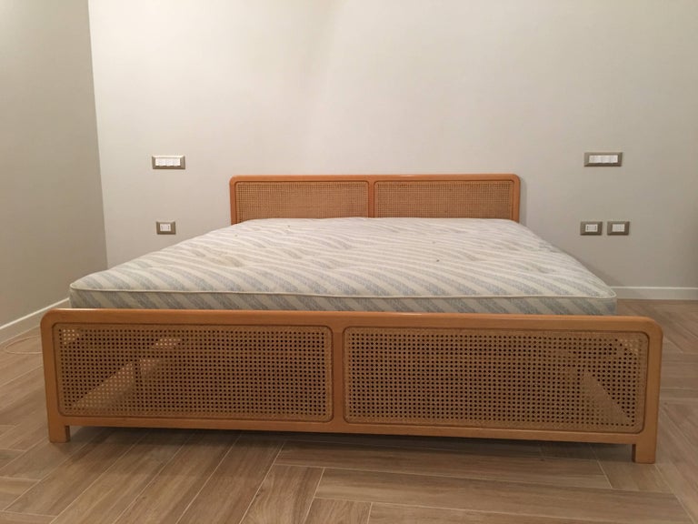 Wooden Cane Double Bed Frame at 1stDibs