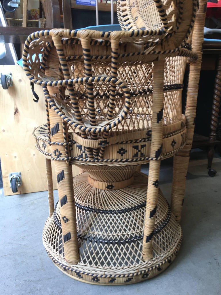 Midcentury Wicker Rattan Peacock Fan Back Chair at 1stdibs
