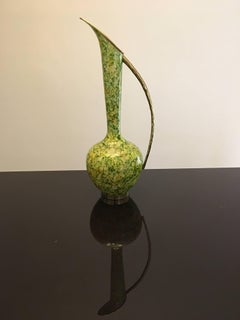 Italian Copper Design Vase in Green Marble Color