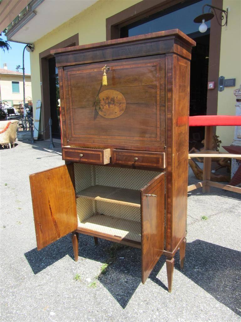 19th Century Mobile Walnut Bar / Ribaltina Intarsia, Italy