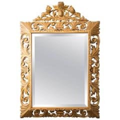 Antique Stunning 19th Century French Giltwood Crystal Mirror