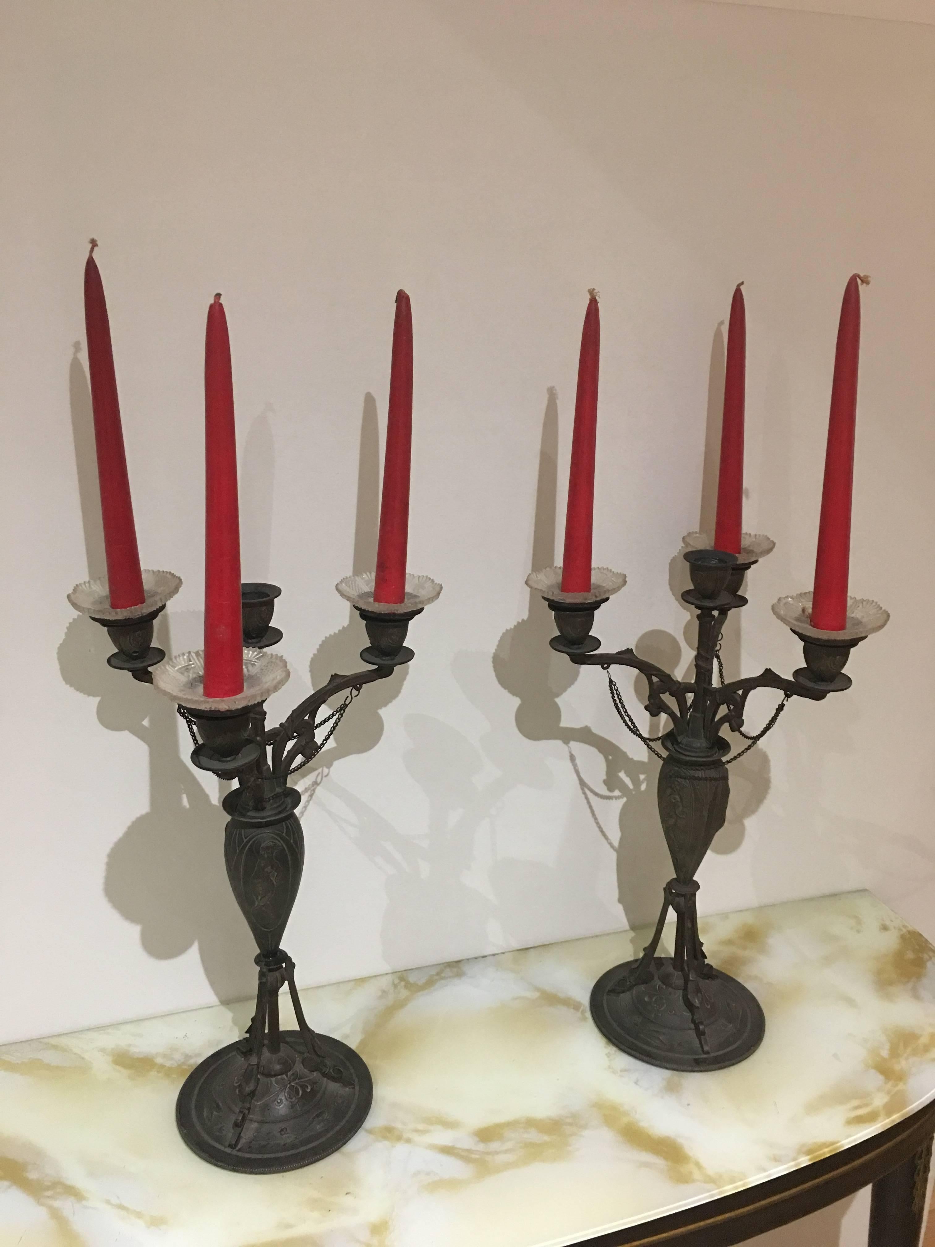 Art Nouveau Candleholders, Italy,  In Good Condition In Sofia, BG