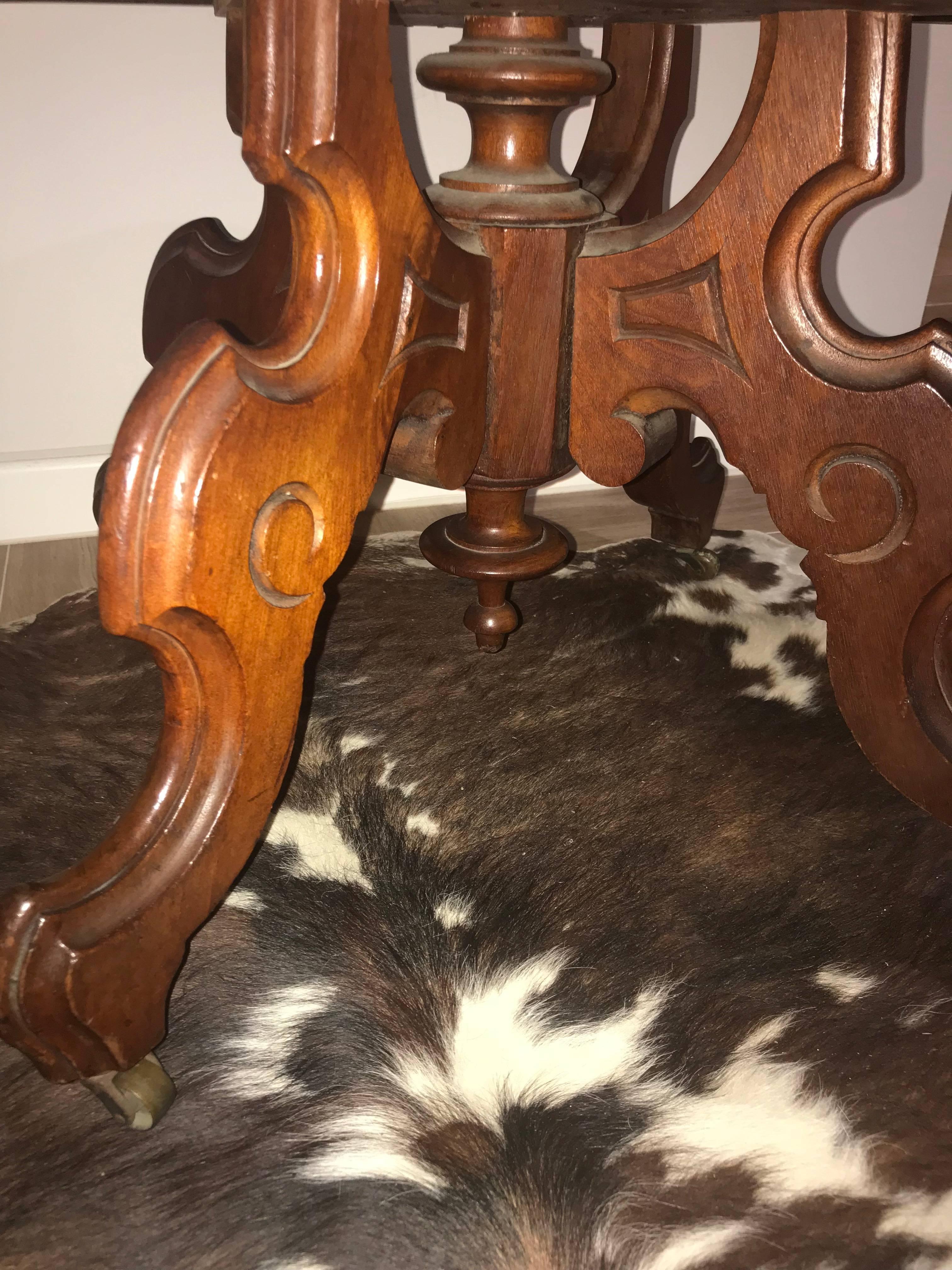 Low Italian Wood Table with Marble Top In Good Condition In Sofia, BG