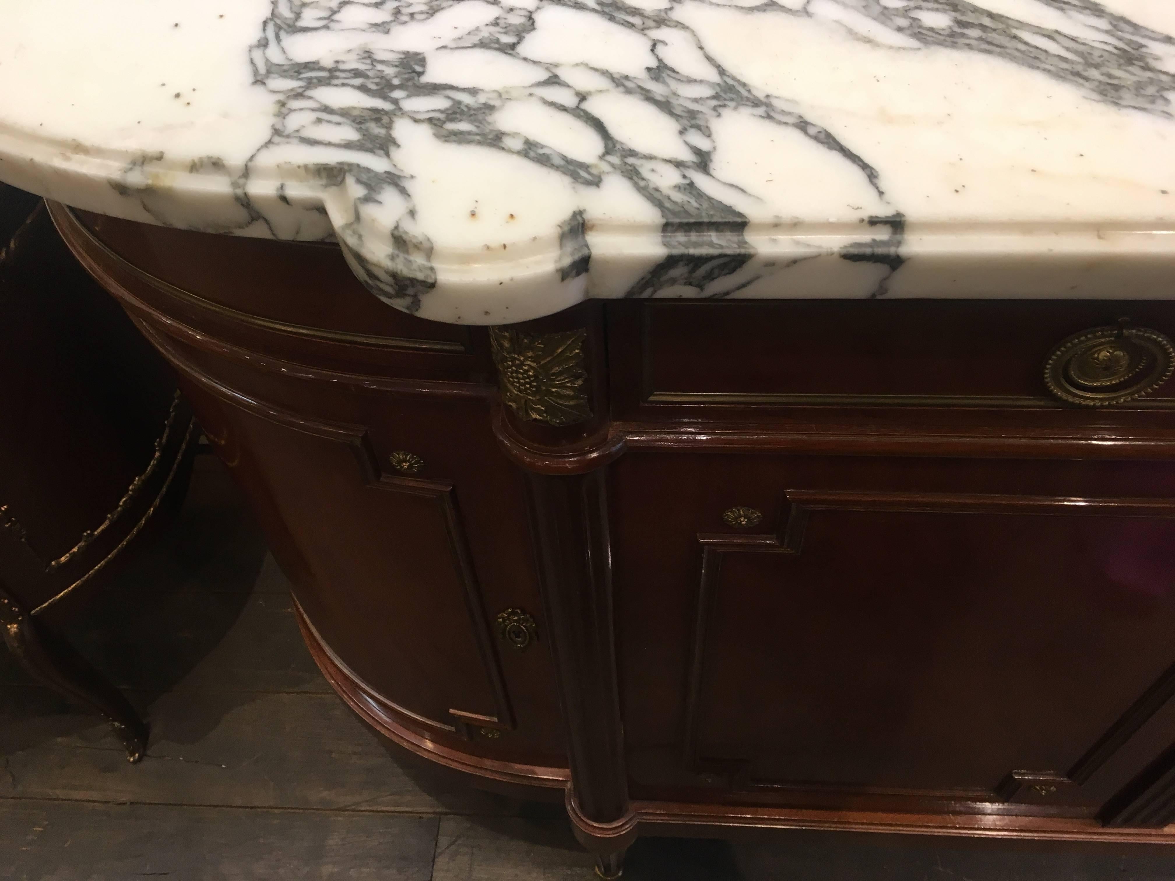 19th Century French Mahogany Marble-Top Buffet in Louis XVI Style In Excellent Condition In Sofia, BG