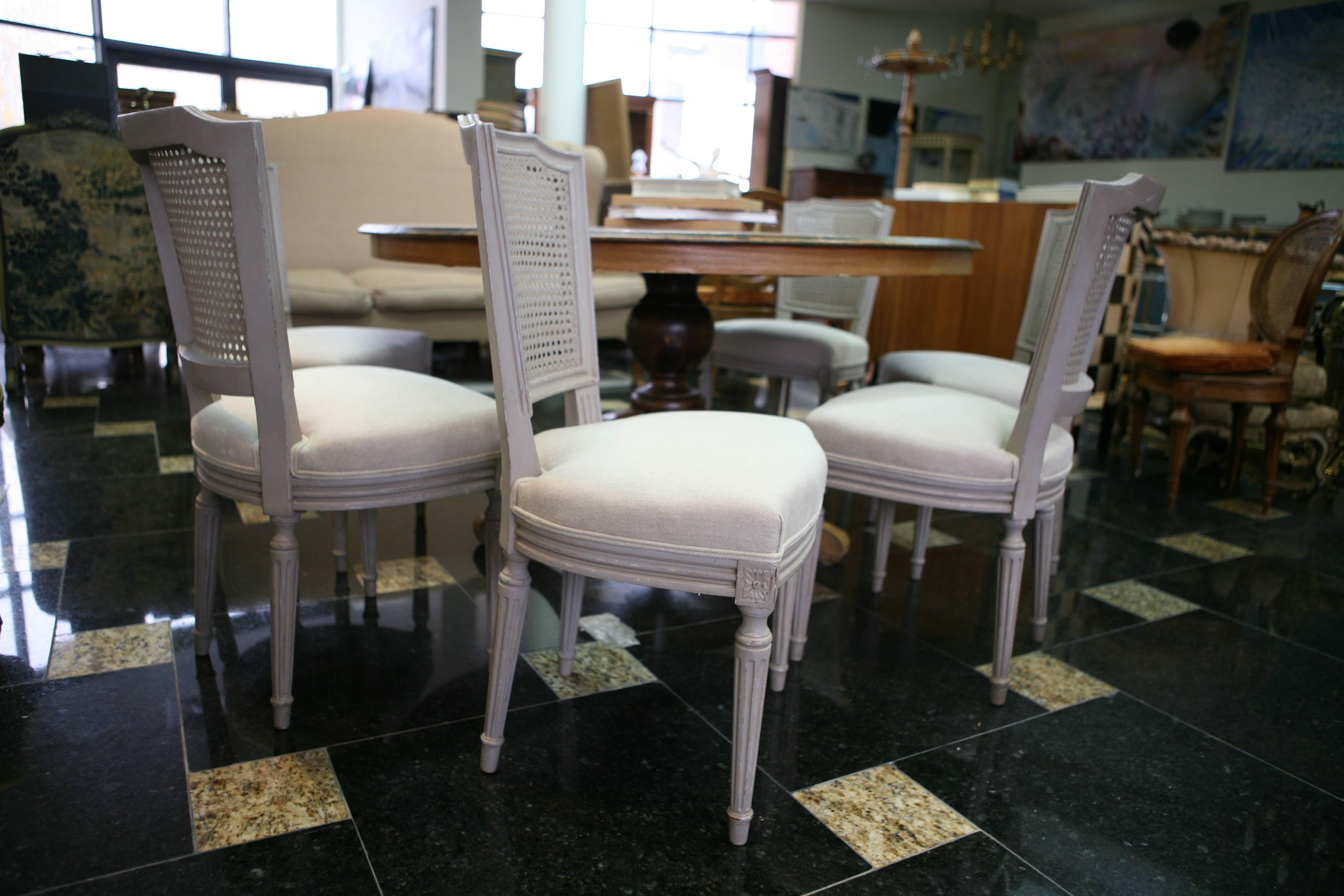 19th Century French Hand Carved Dining Chairs with Cane Backs, circa 1870 6