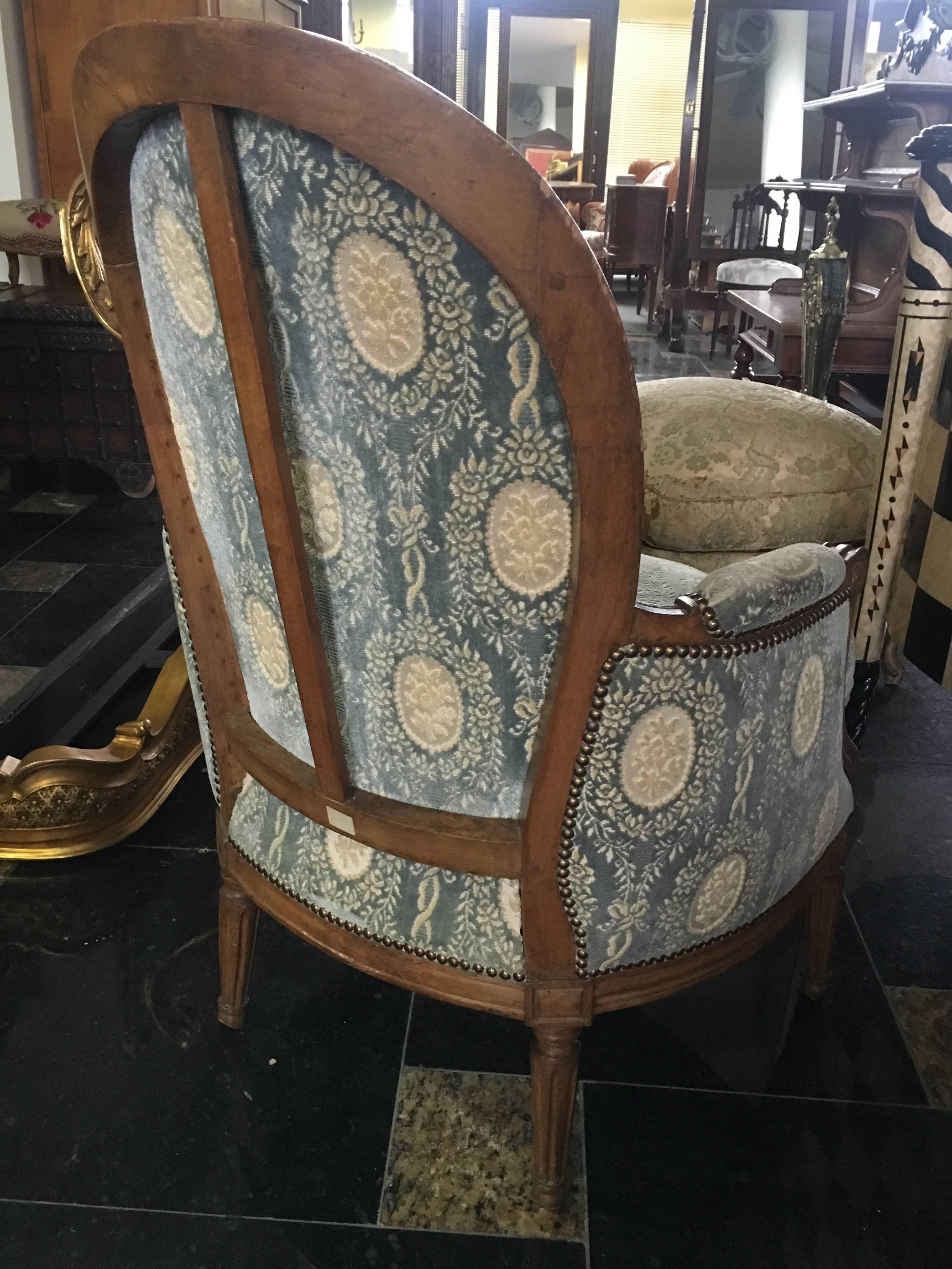 SALE 18th Century Louis XVI Bergère from France by P. Bernard and JME In Good Condition For Sale In Sofia, BG