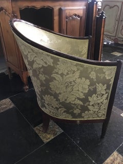 20th Century Round Top Armchair in Silk Upholstery