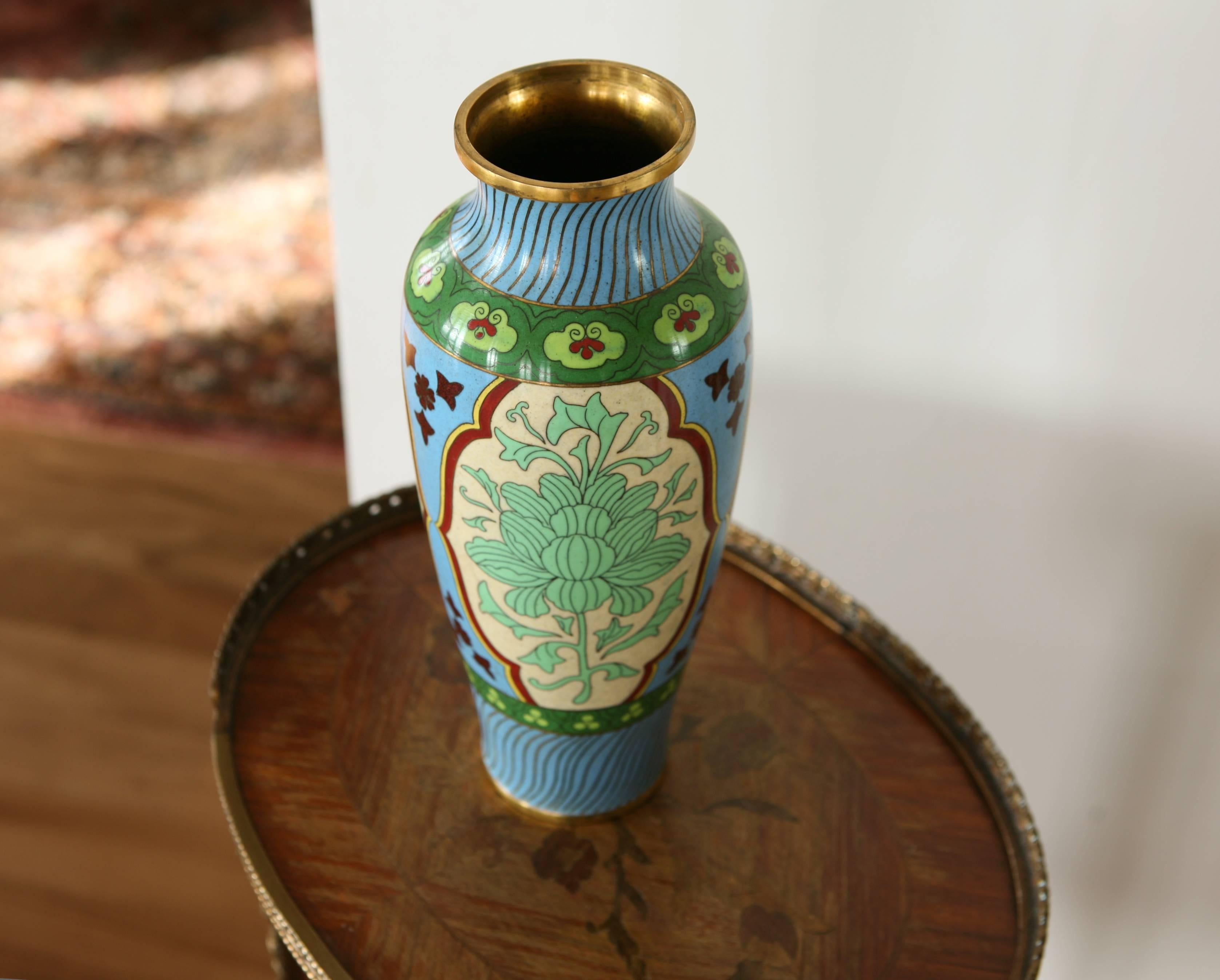 French 19th Century Cloisonné Enamel Vase, France For Sale