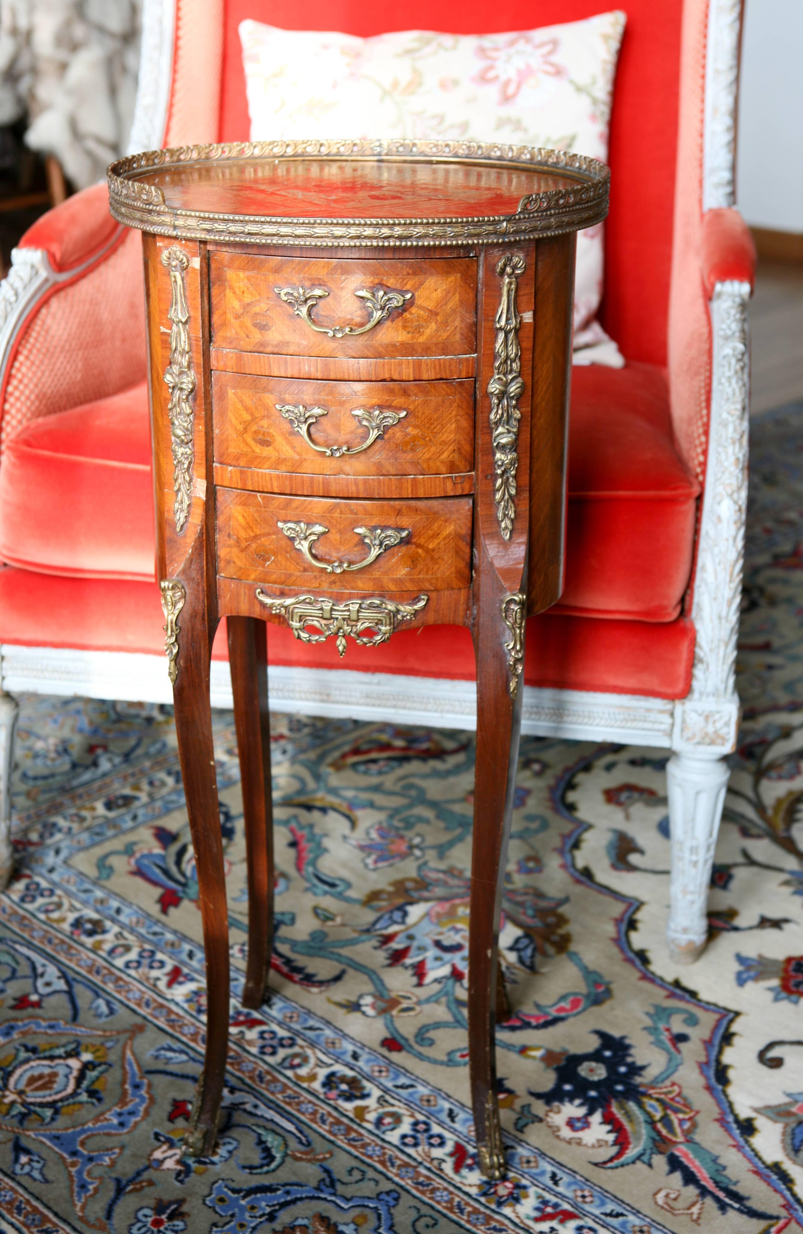 SALE 19th Century French Louis XV Style Mahogany Marquetry Side Table 2