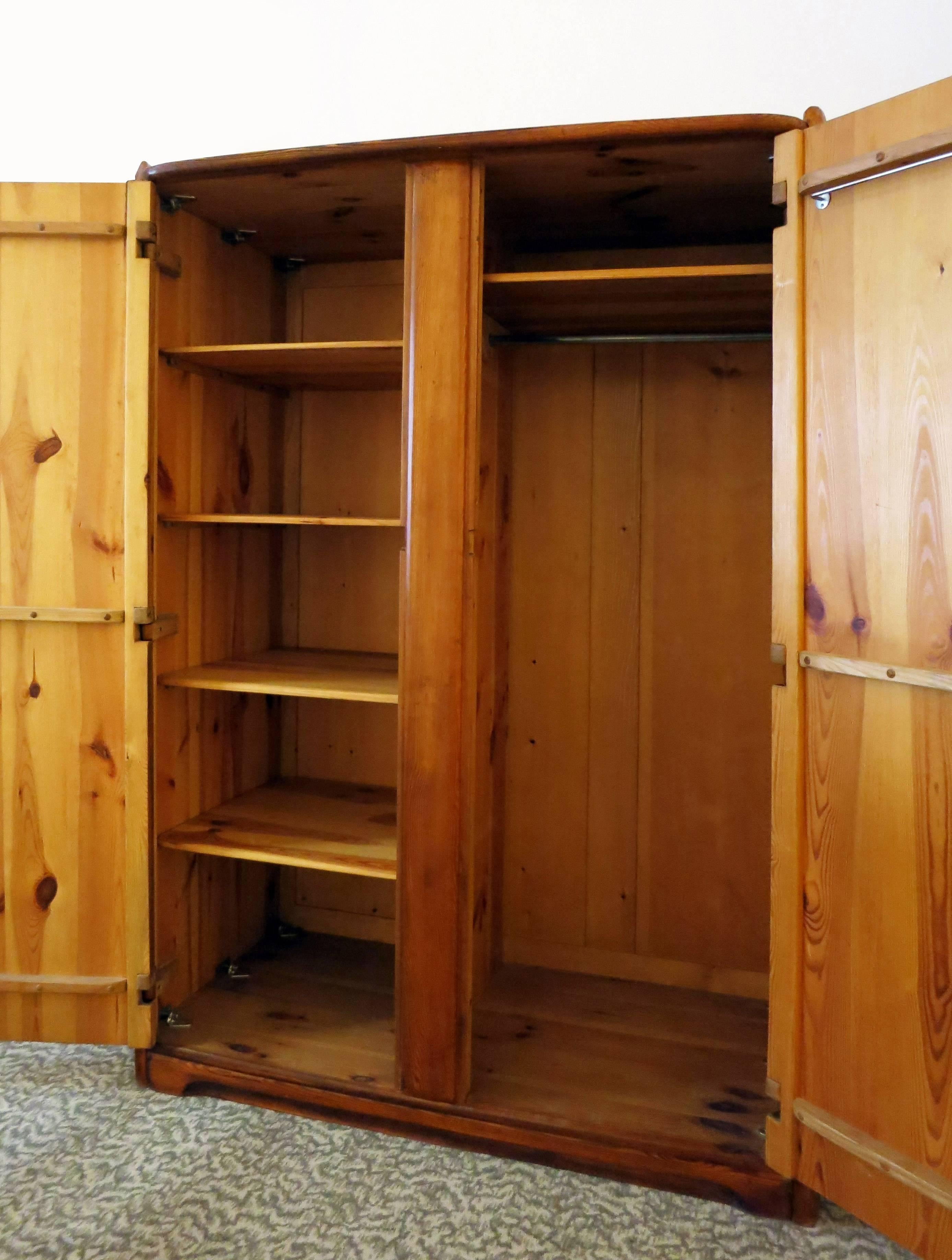 Mid-20th Century Wardrobe in Solid Pine Wood by Franz Xaver Sproll, Switzerland For Sale