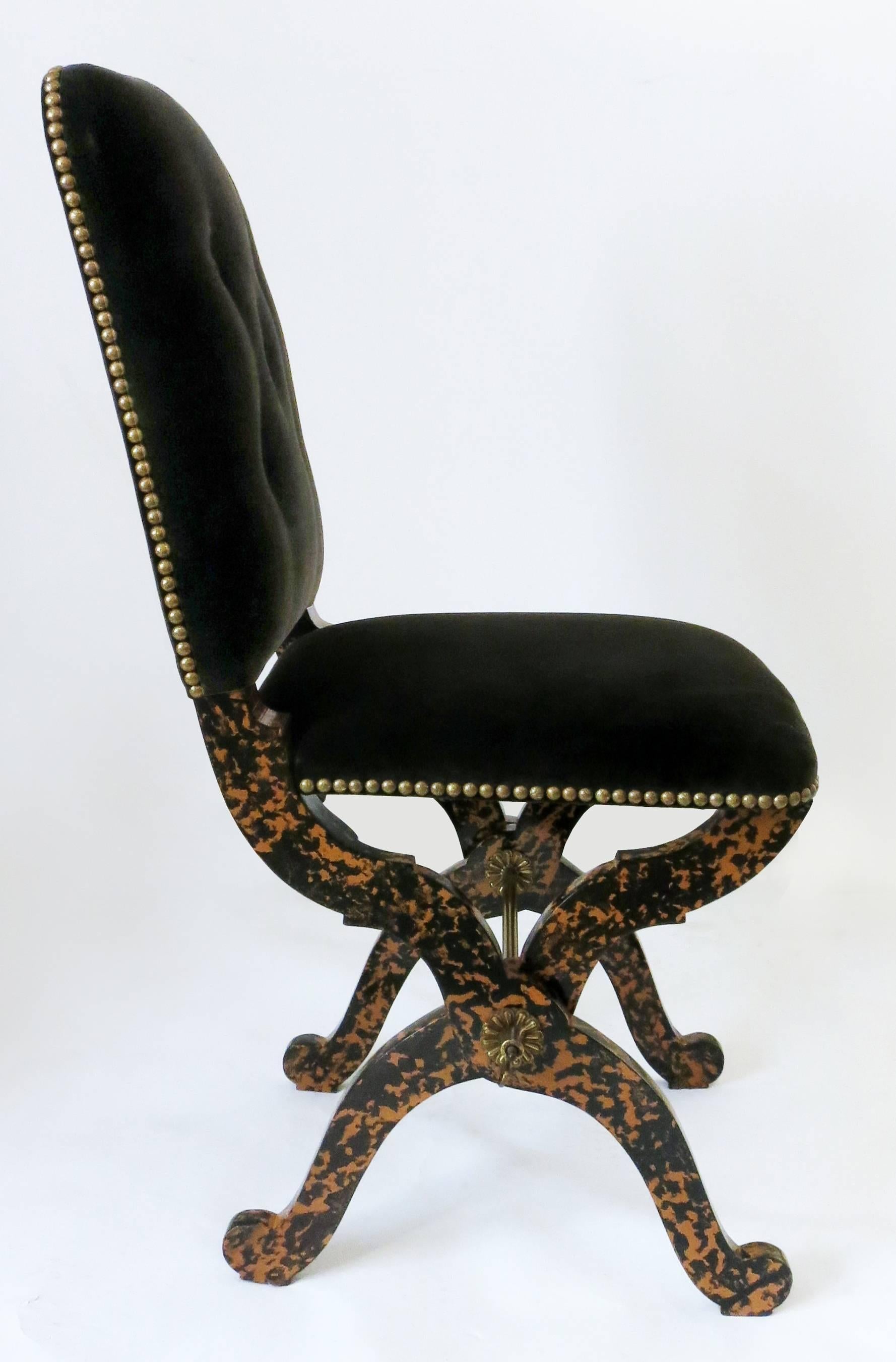 Mid-Century Modern Faux Tortoise Folding Chairs by Maison Jansen, 1960s For Sale