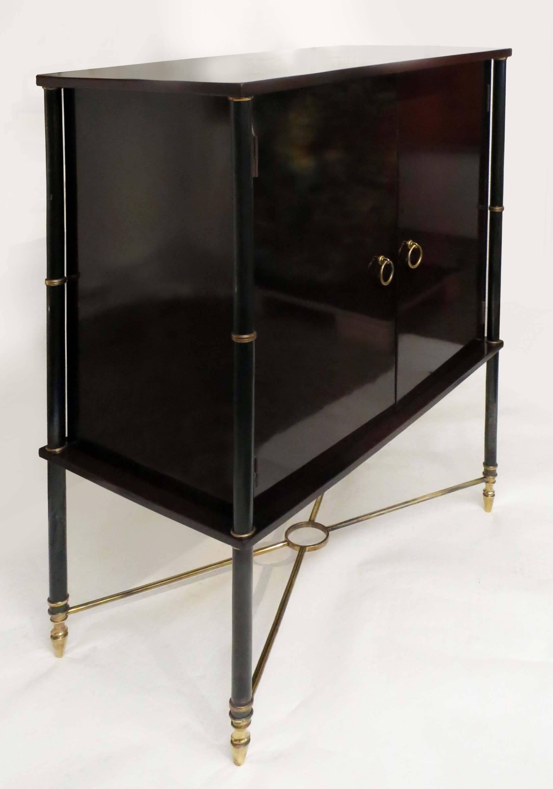 Mid-Century Modern Lacquered Wood Cabinet in the Style of Leleu