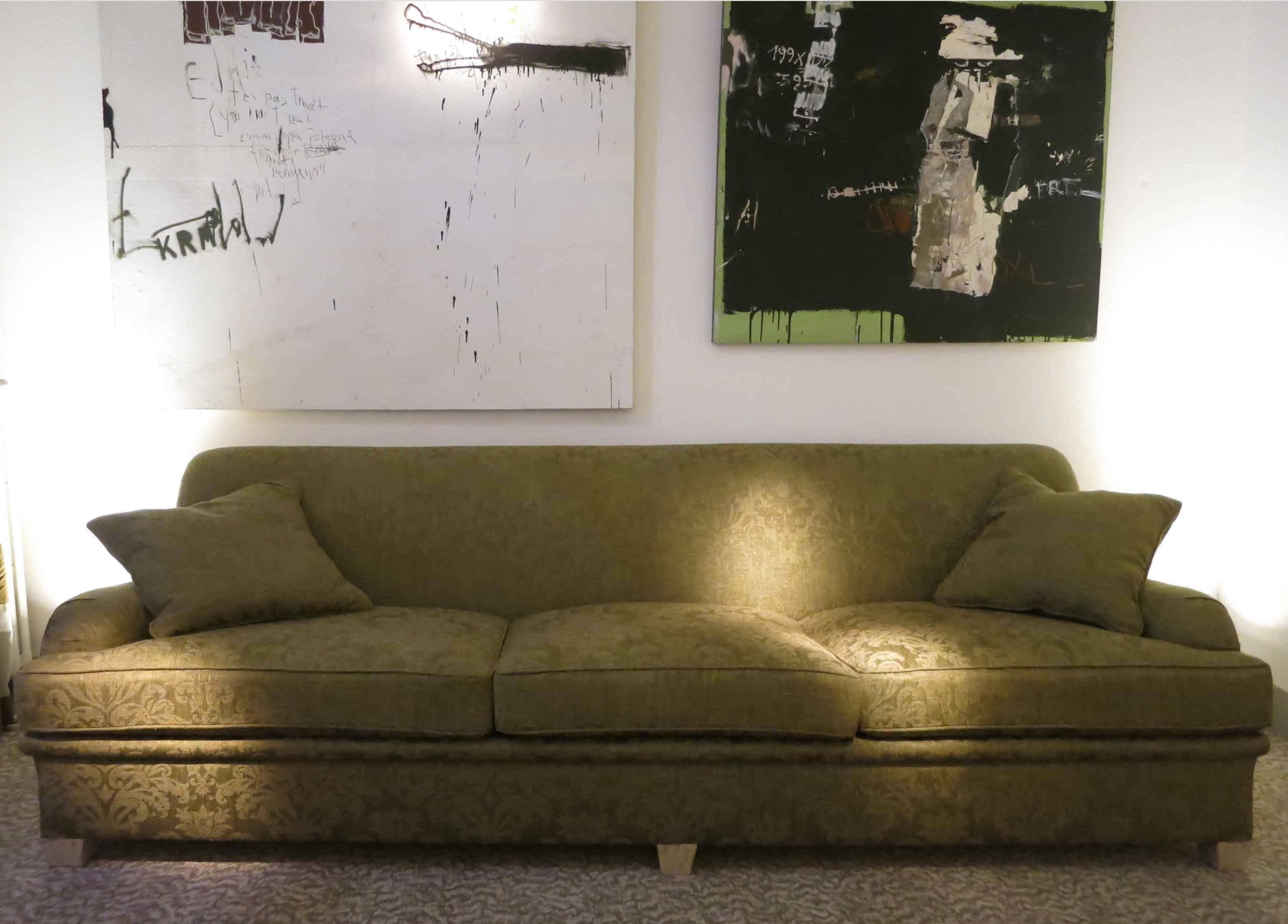 Huge sofa by Maison Jansen from the 1960s
Legs in light grey patina wood.
The upholstery is new. The sofa is in perfect condition and very comfortable.
  