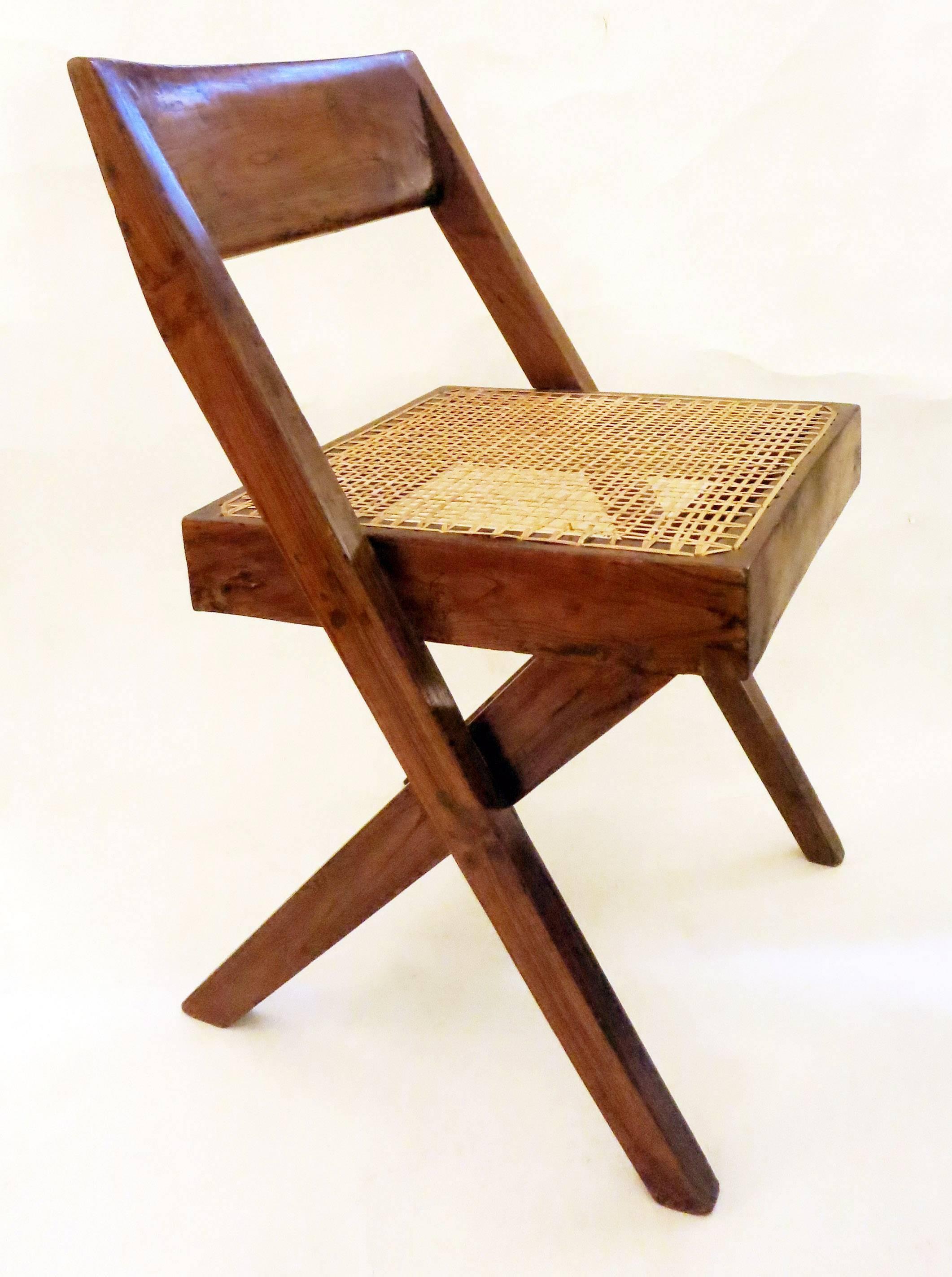 Chair designed by Pierre Jeanneret for the Le Corbusier Punjab Library in Chandigarh, India, in the 1950s.
Solid teak and cane.