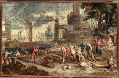 Brussels Tapestry, 18th Century, Unloading of Fish in the Port of Antwerp