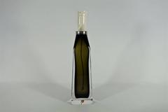 Two Glass Table Lamp by Carl Fagerlund for Orrefors, Olive Green & Blue, 1960s