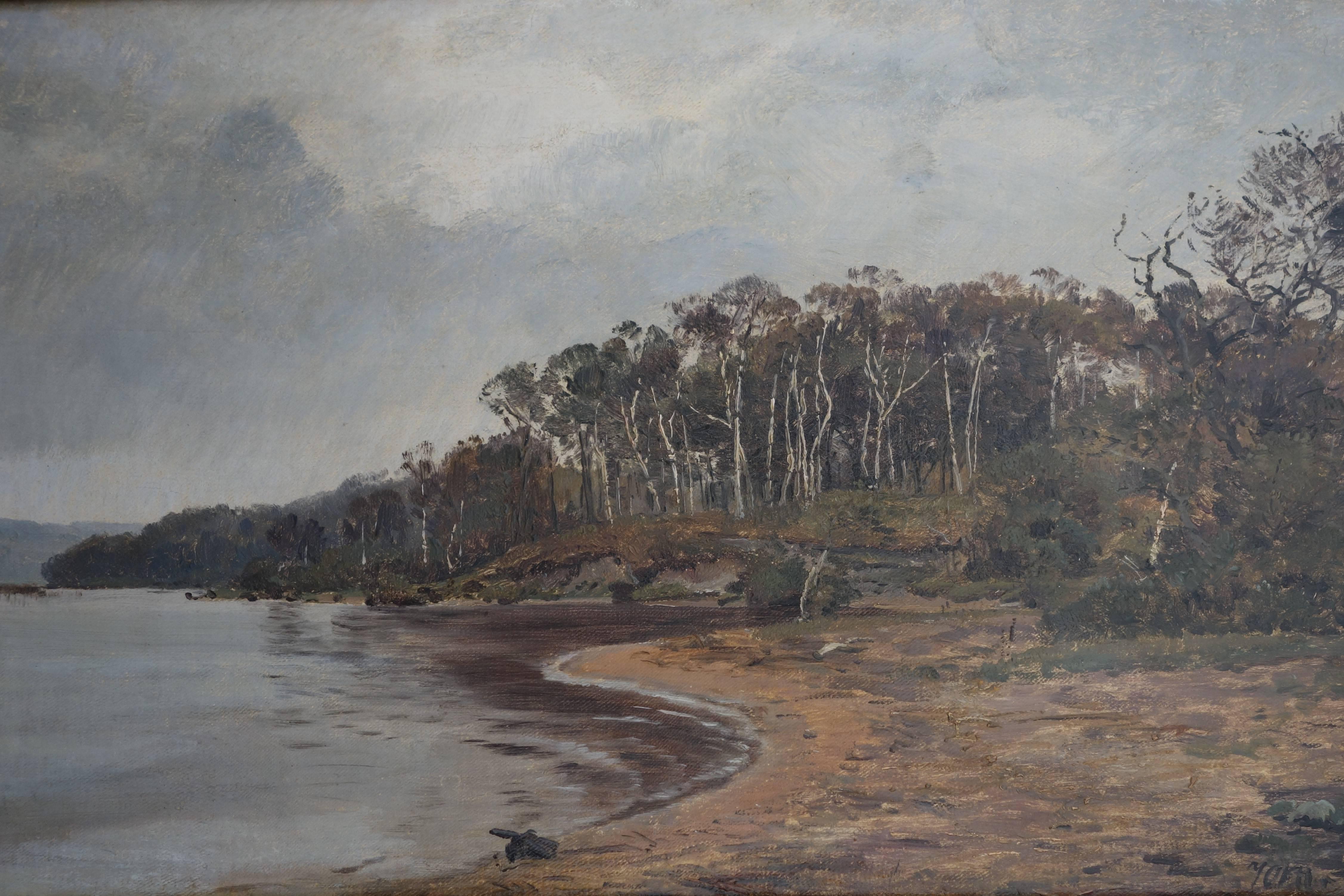 Oil painting by the Danish landscape painter Professor Janus La Cour (1837-1909). Signed: 