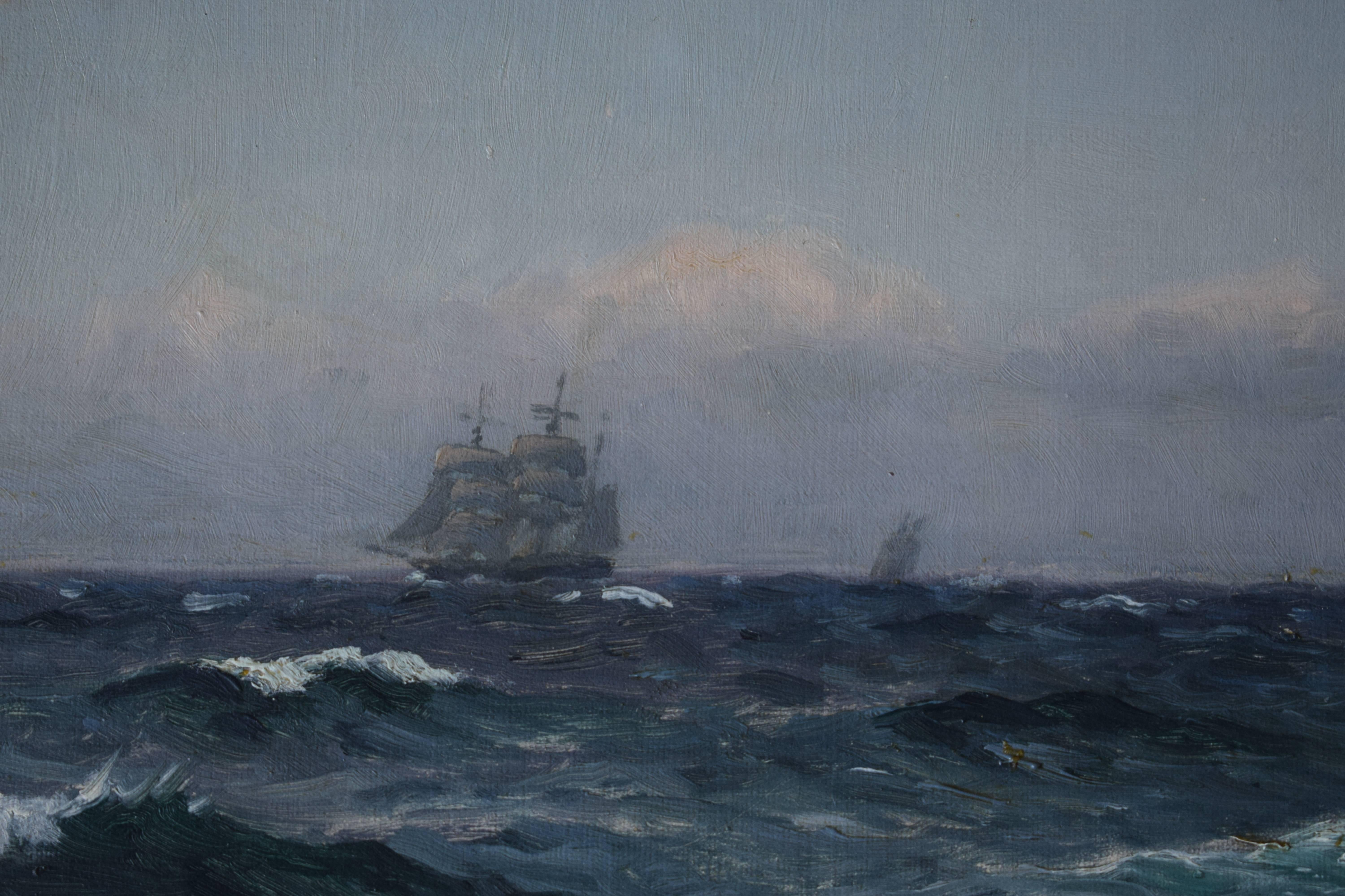 Danish Early 20th Century Seascape Painting by Christian Blache, 1908