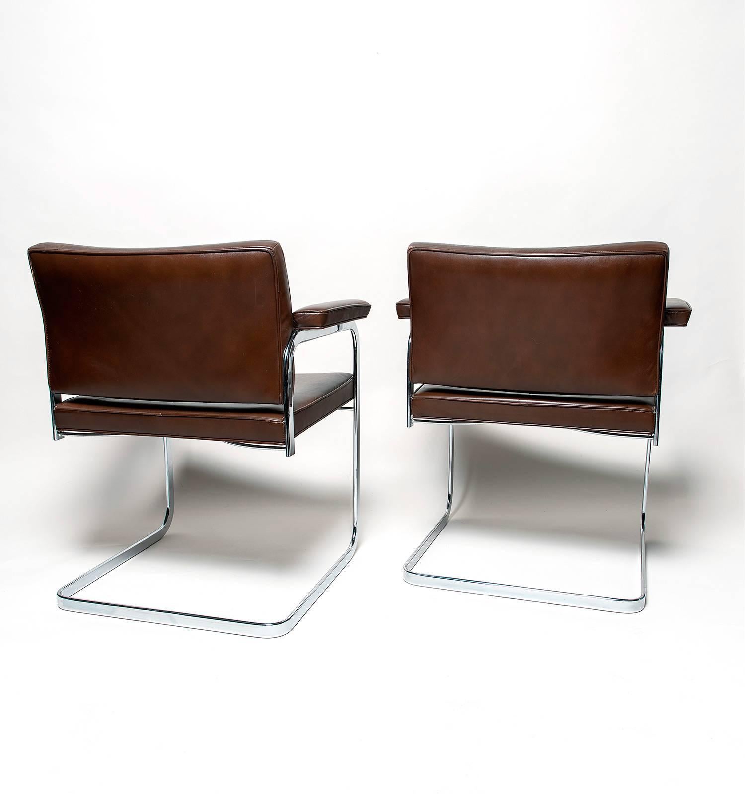 Swiss Robert Haussmann Flat Bar Chairs for De Sede