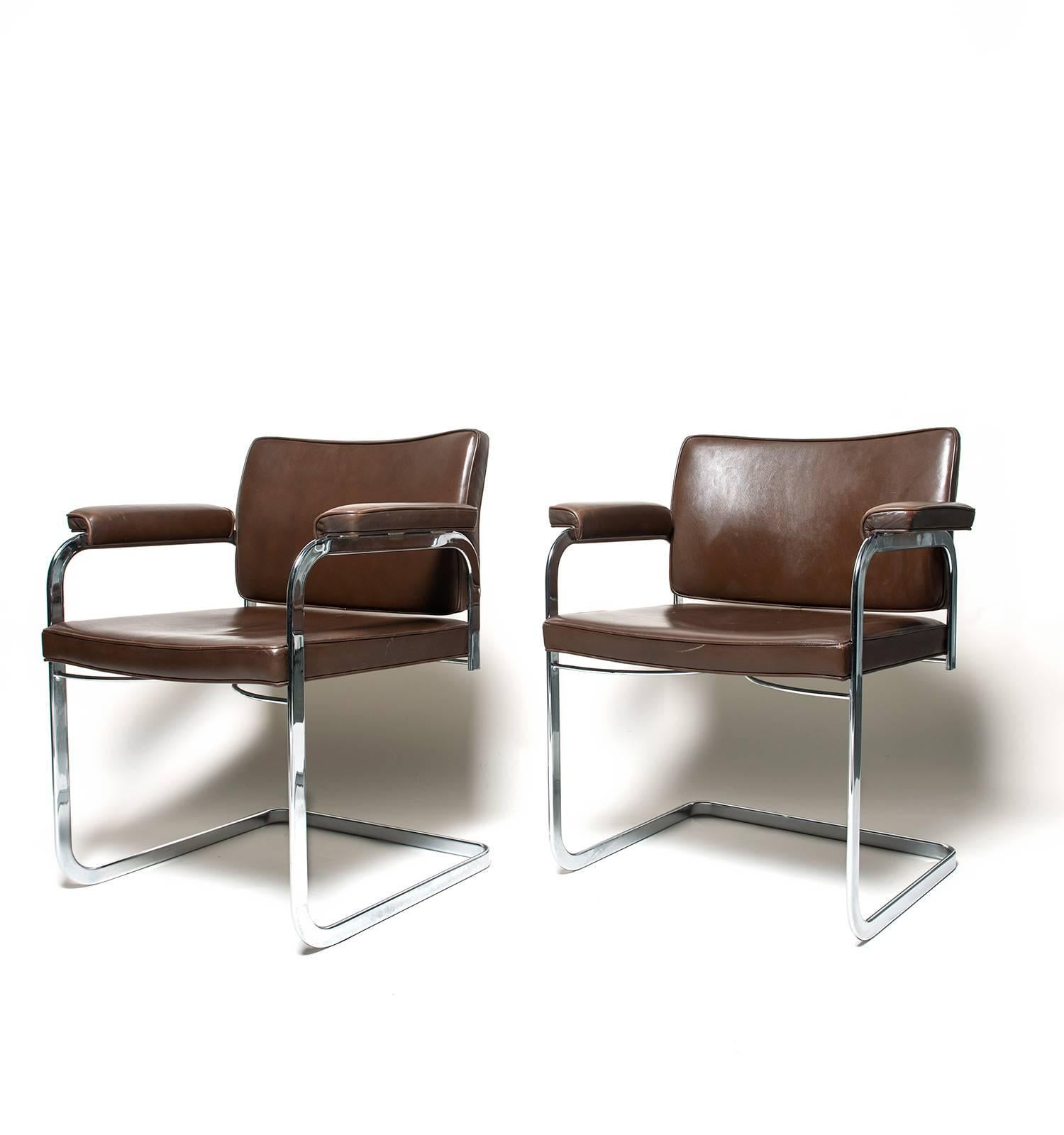 Mid-Century Modern Robert Haussmann Flat Bar Chairs for De Sede