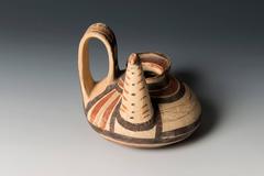 Ancient Daunian Guttos, Polychrome Terracotta Vessel