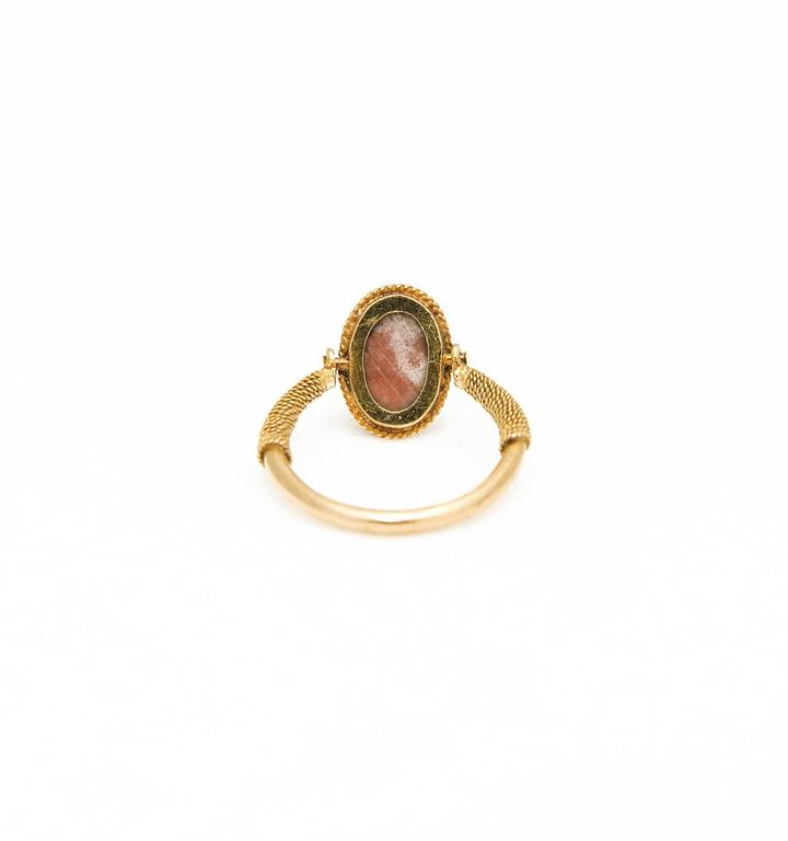 English Art Nouveau Gold Finger Ring, Ancient Stone Scarab For Sale