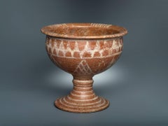 Ancient Etruscan Terracotta Chalice on a high foot