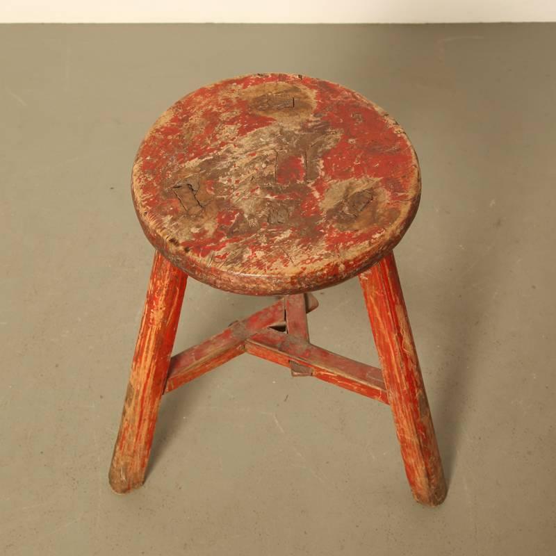 Wood Antique 19th Century Chinese Workers Stool For Sale