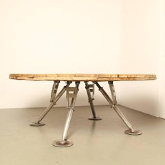 Cable Spool Top Table with Satellite Legs