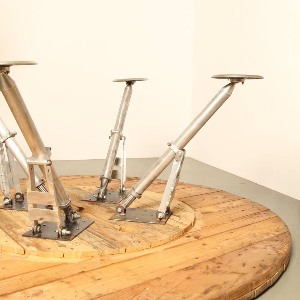 Dutch Cable Spool Top Table with Satellite Legs For Sale